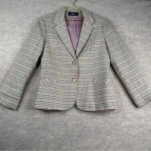 Elegant Women's Houndstooth Blazer - Beige and Pink